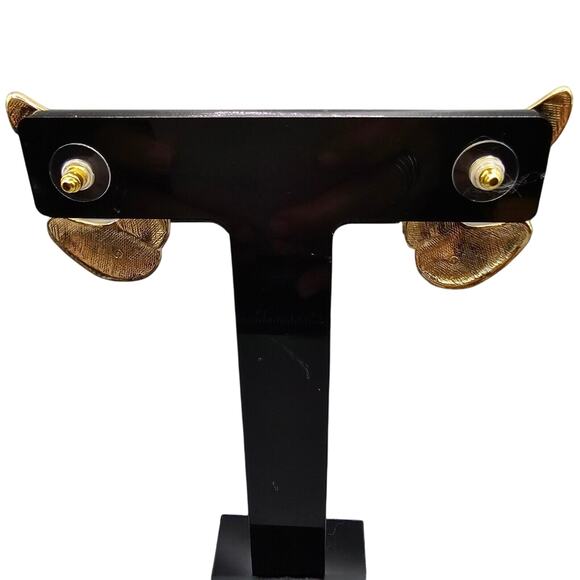 Pierced Earrings Vintage Avon Textured Brushed Gold Tone Retro Fashion Signed - Picture 4 of 8